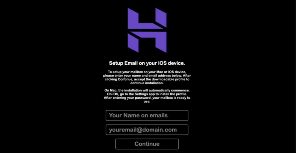 Автоматическая Настройка Почты iOS - Экран Входа для Пользователей Hostinger
