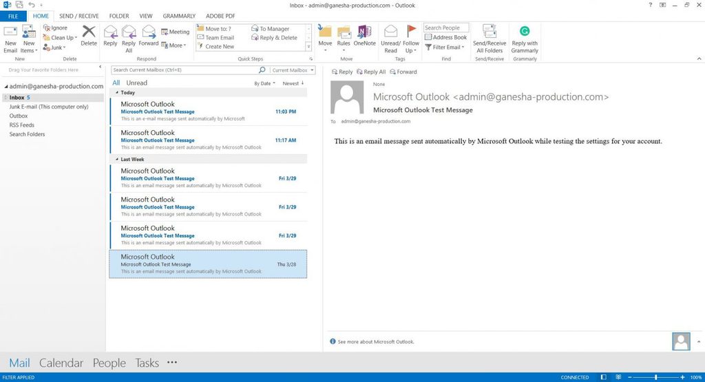 Интерфейс Почты в Outlook 2013