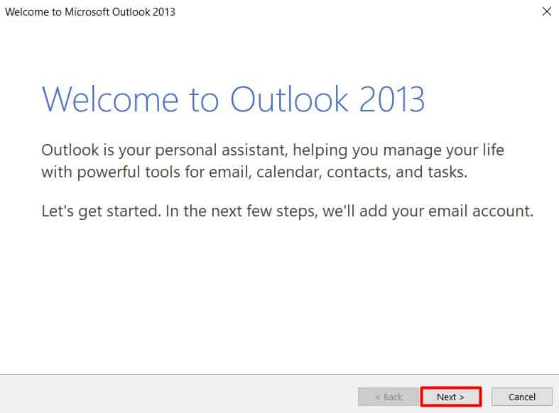 Приветственный Экран в Outlook 2013