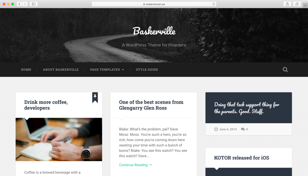 Пример WordPress Блога с Темой Baskerville
