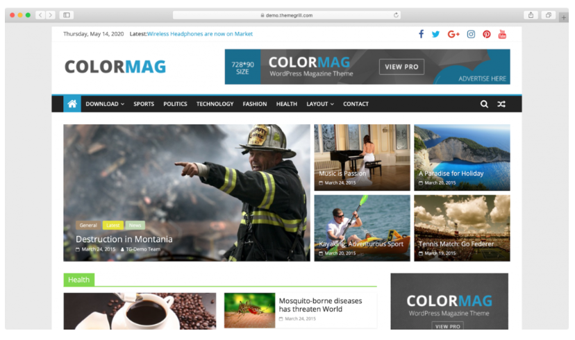 Пример Новостного Сайта с Темой WordPress ColorMag