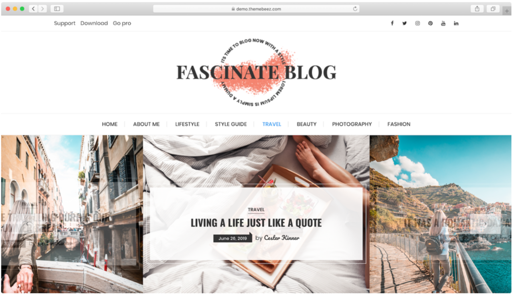 Пример Блога WordPress с Темой Fascinate