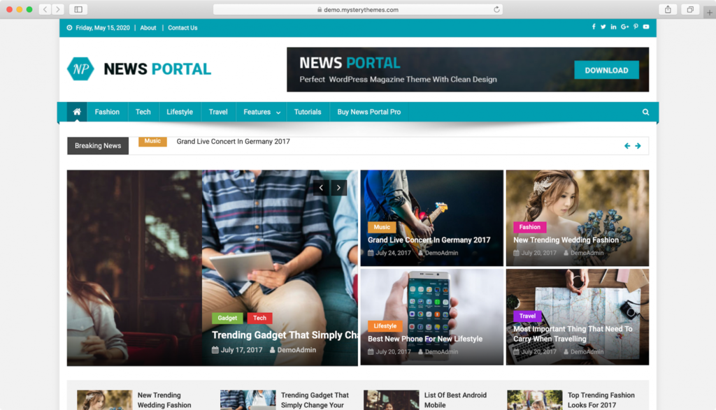 Шаблоны WordPress - Пример Сайта с Темой для Новостных Порталов News Portal
