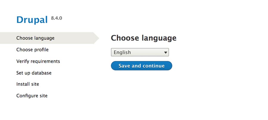 Установка Drupal выбор языка