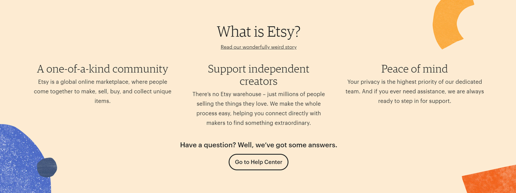 Скриншот Раздела "Что Такое Etsy" на Сайте Etsy 