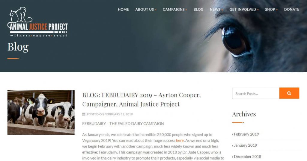 Главная Страница Блога о Животных Animal Justice Project