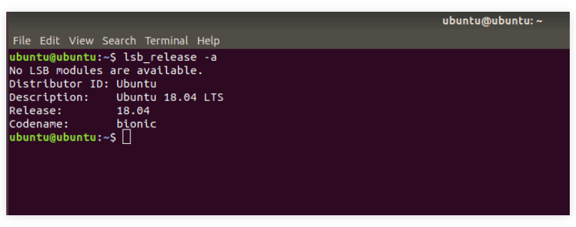 Версия Ubuntu в Терминале