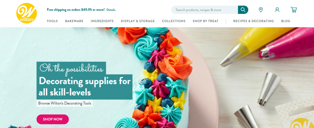 Скриншот Главной Страницы B2C E-commerce Сайта Товаров для Выпечки Wilton