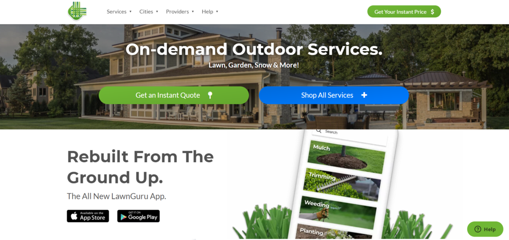 Пример B2C E-commerce Сайта - Сайт Продажи Услуг Ухода за Садом и Двором LawnGuru
